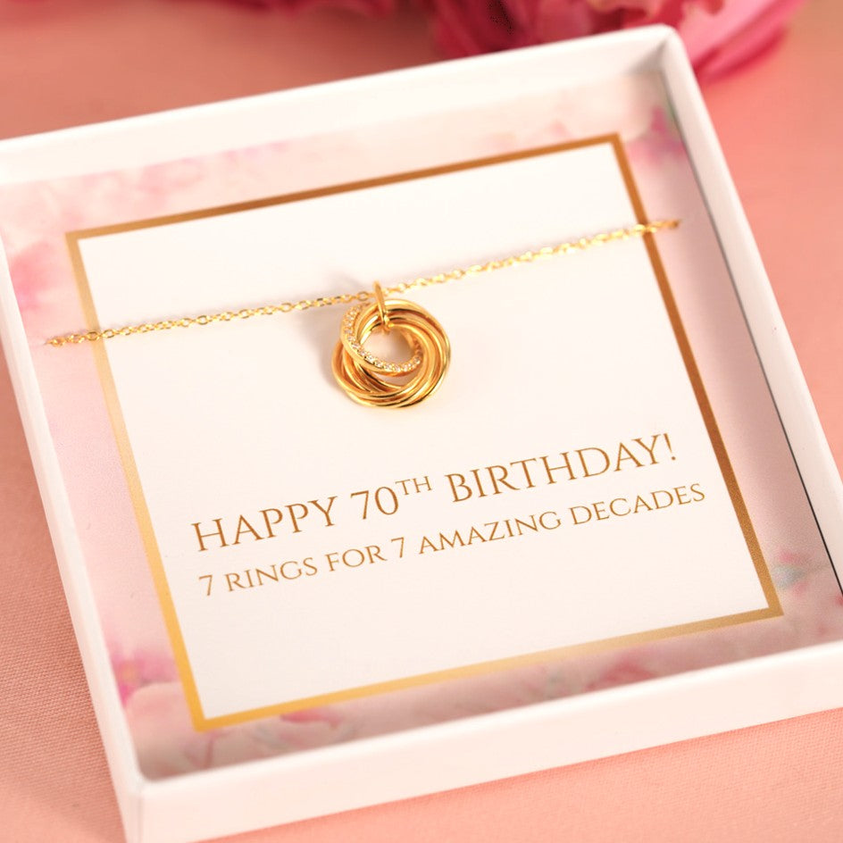 70th Birthday 7 Ring Necklace