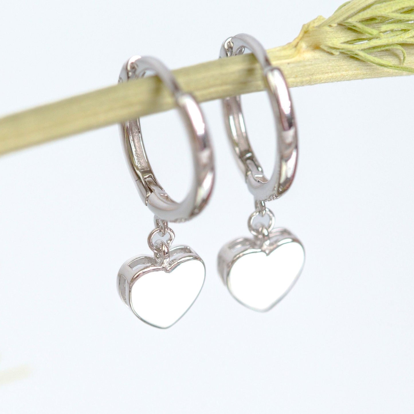 Heart Huggie Earrings l Silver & Gold