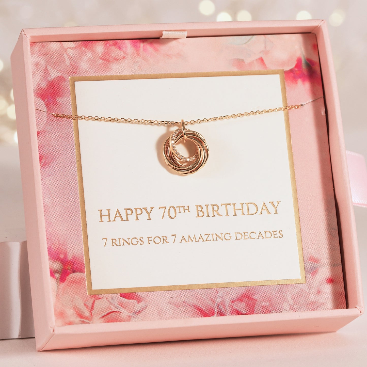 70th Birthday 7 Ring Necklace