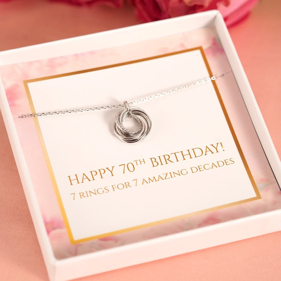 70th Birthday 7 Ring Necklace