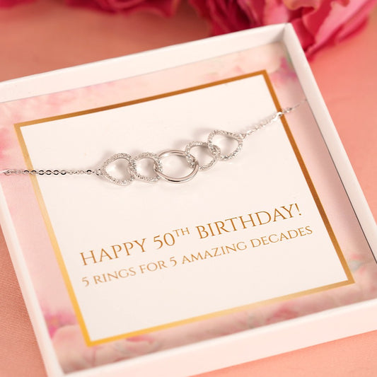 50th Birthday 5 Ring Bracelet