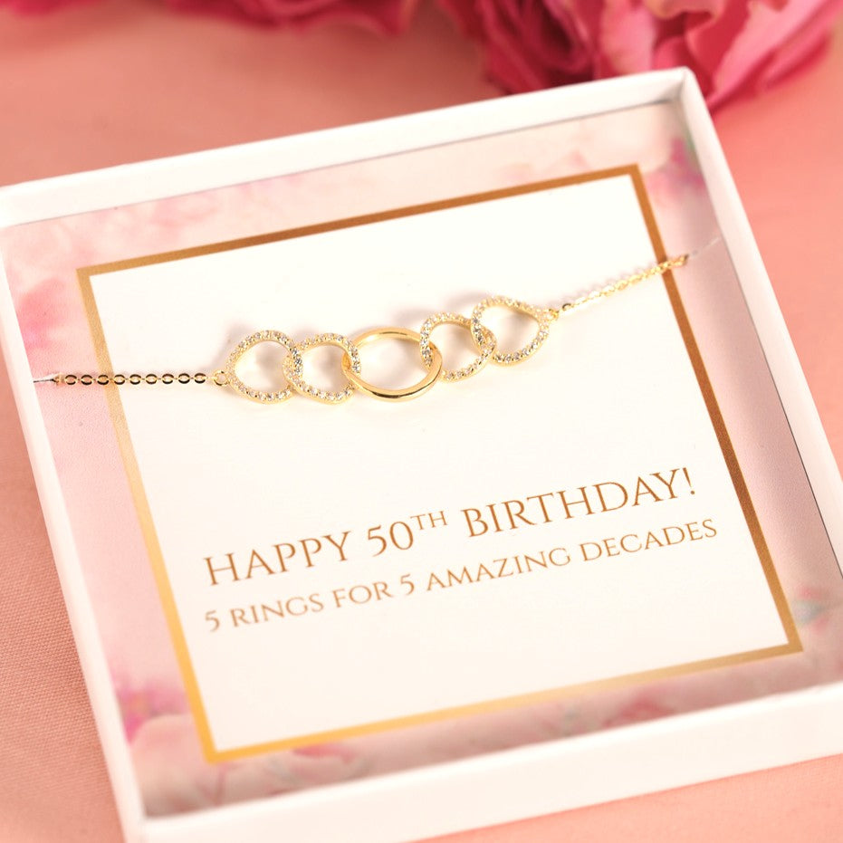 50th Birthday 5 Ring Bracelet