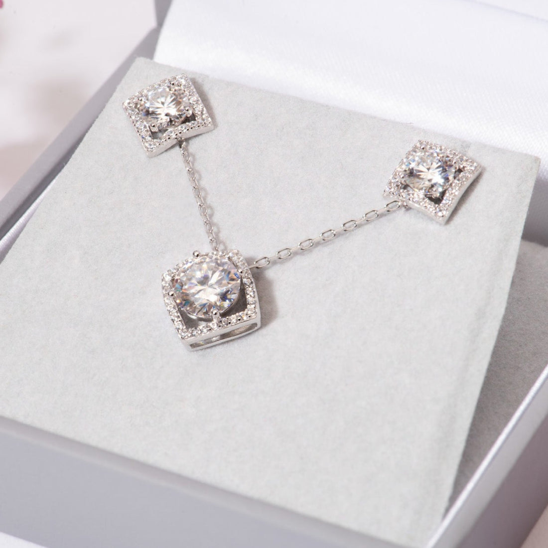 1 carat Moissanite Diamond Necklace and Earrings