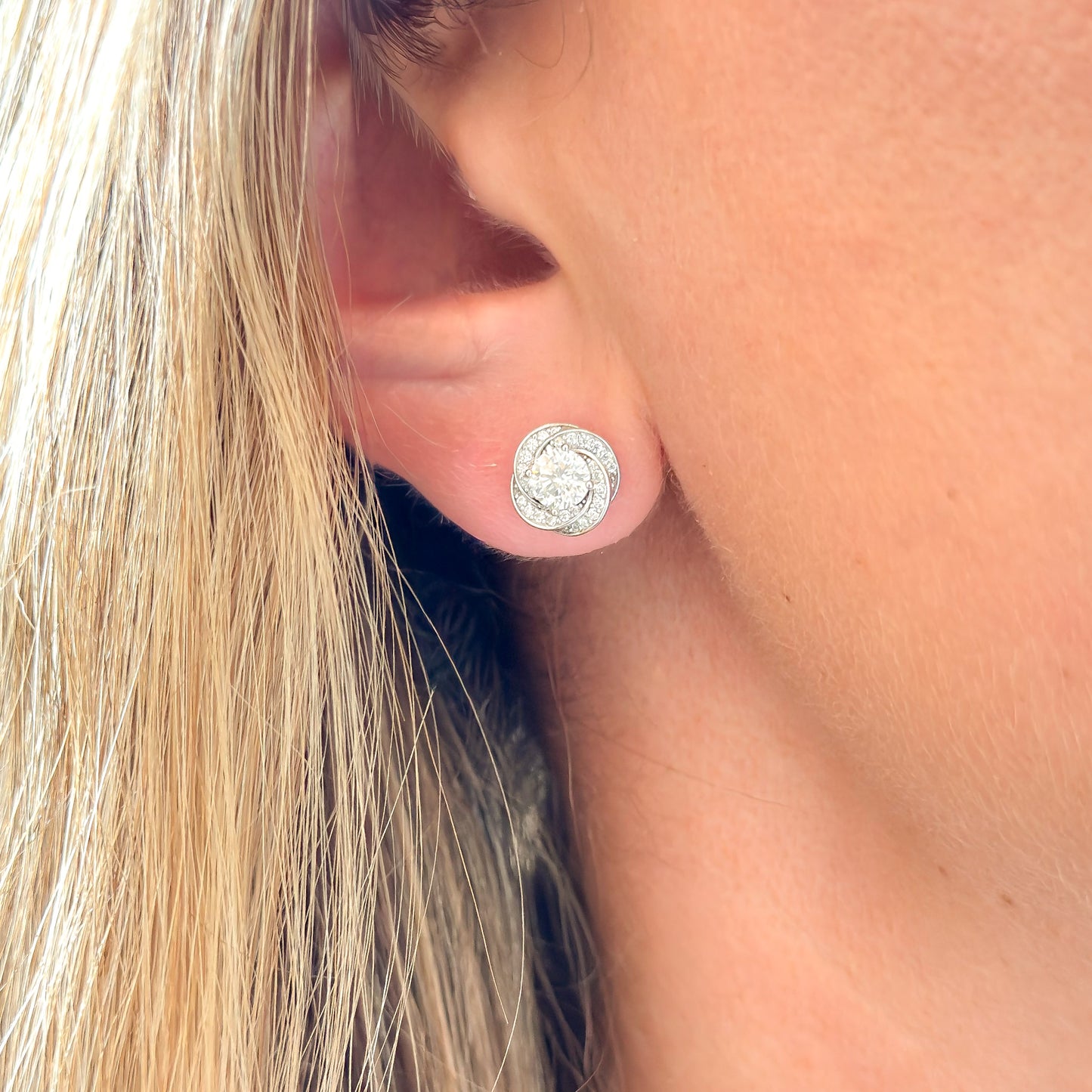 1 carat Moissanite Floral Stud Earrings