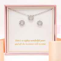 Silver-tone necklace with round clear-stone pendant and matching stud earrings set