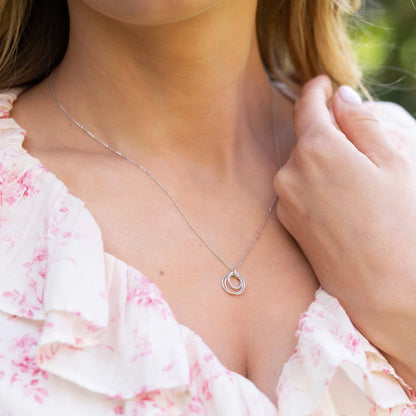 21st birthday necklace with silver chain and silver ring pendant