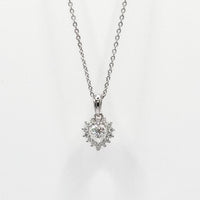 Silver-tone necklace with heart pendant and faceted stones on link chain