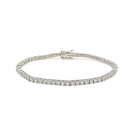 Moissanite tennis bracelet featuring a hinged clasp and full row of round stones
