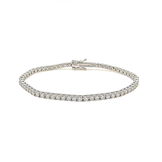 Moissanite tennis bracelet featuring a hinged clasp and full row of round stones