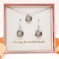 50th Birthday 5 rings for 5 decades Jewellery Gift Set