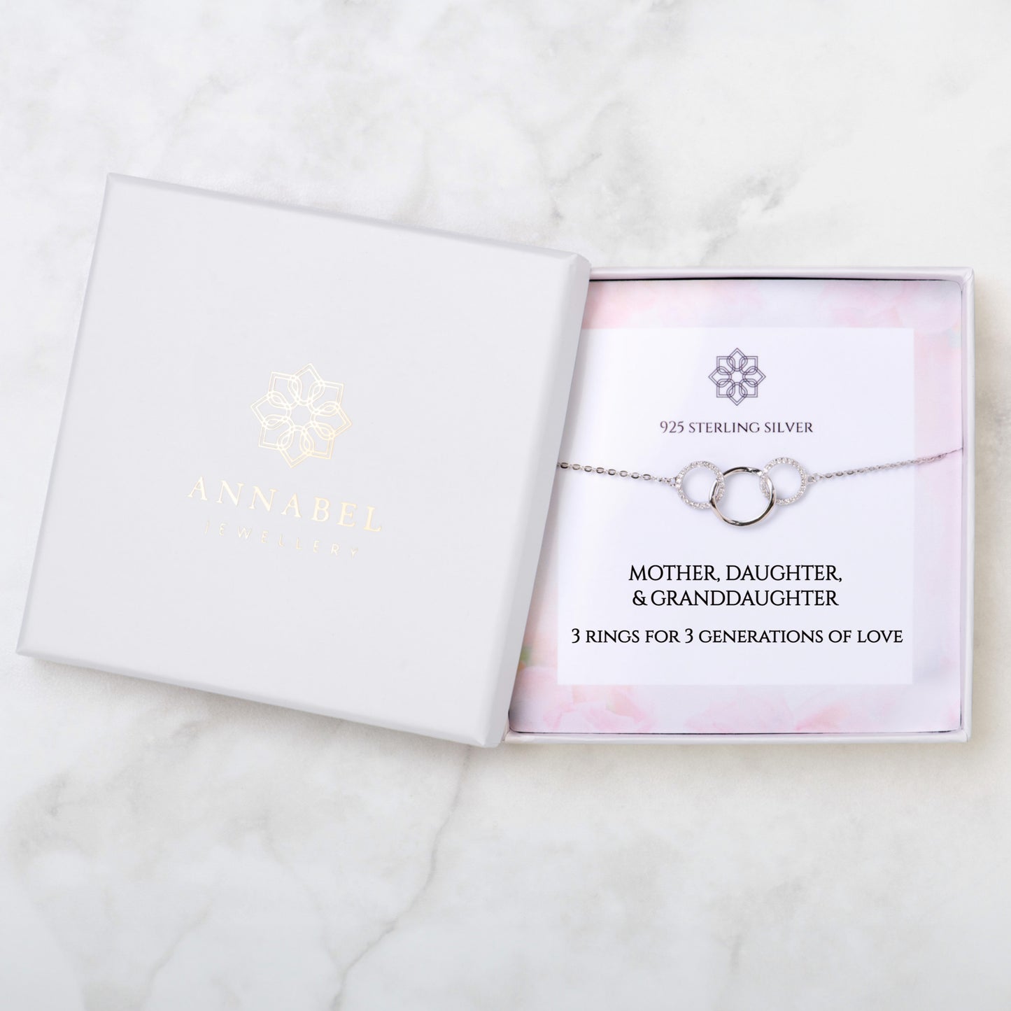 3 Rings for 3 Generations Ring Necklace