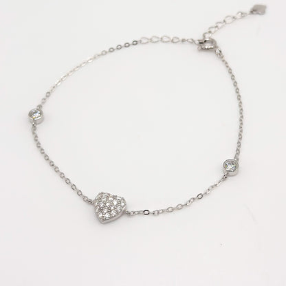 Moissanite heart bracelet with round stone accents