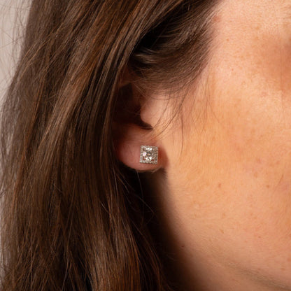 Lab-grown moissanite necklace with small square pendant setting