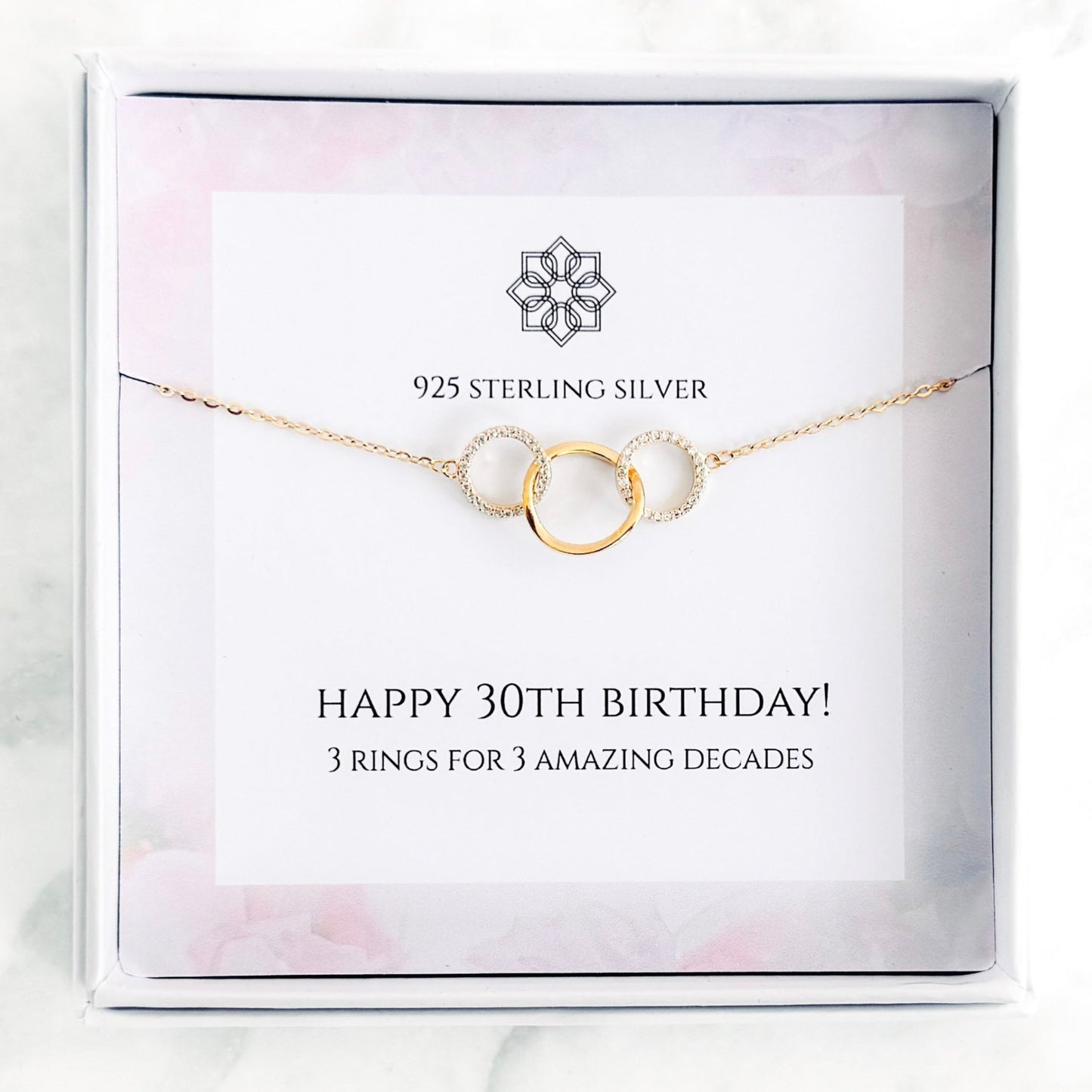 3 Rings 30th Birthday Necklace