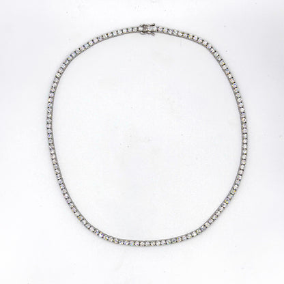 Moissanite tennis necklace with round stones and clasp