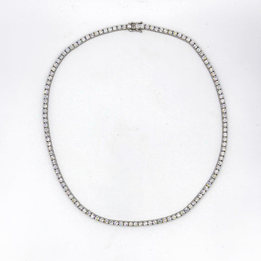 Moissanite tennis necklace with round stones and clasp