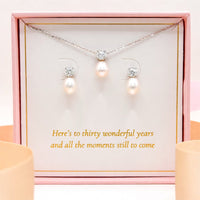 30th Anniversary Pearl Necklace & Earring Set | Freshwater Pearl