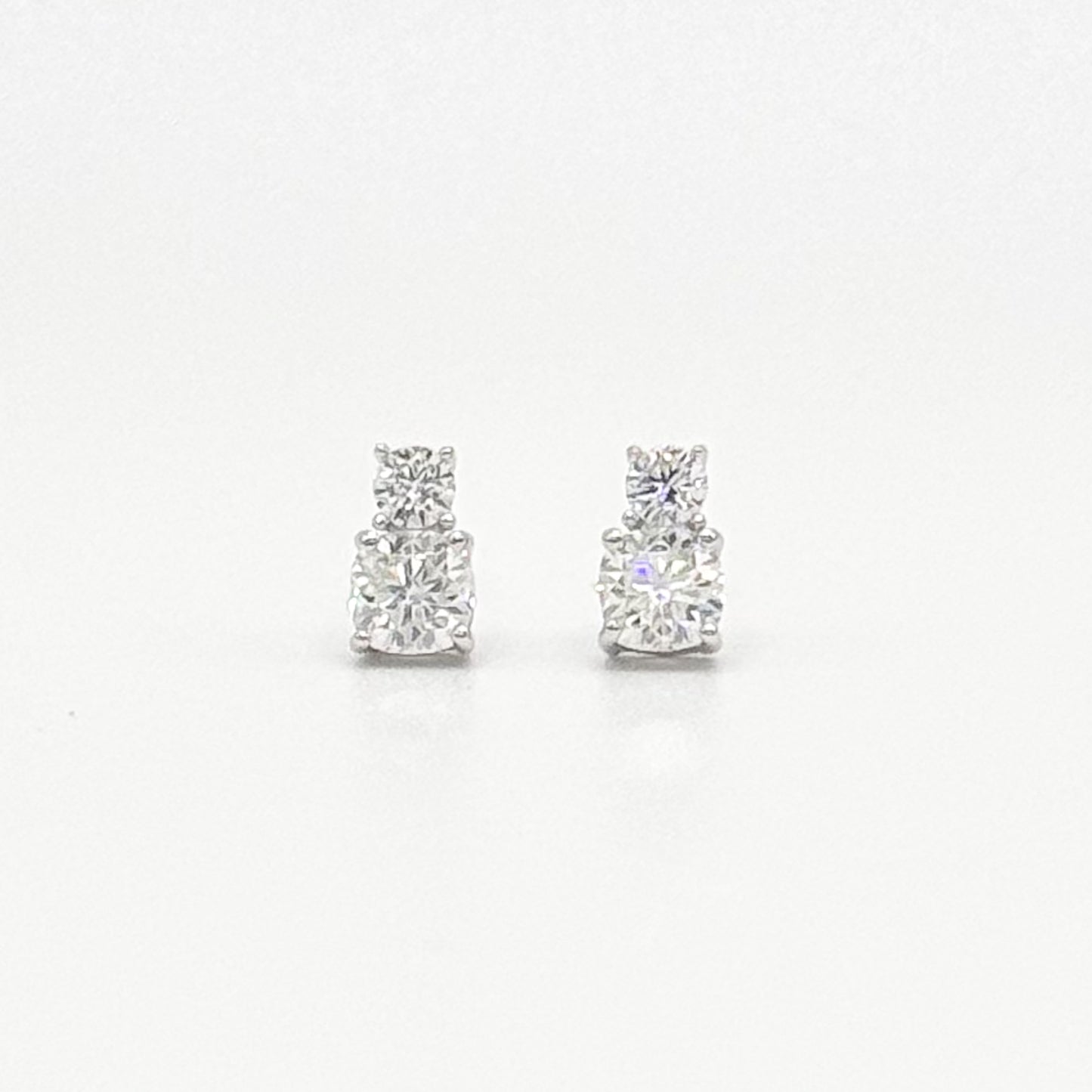 Rectangular cluster stud earrings with clear moissanite stones