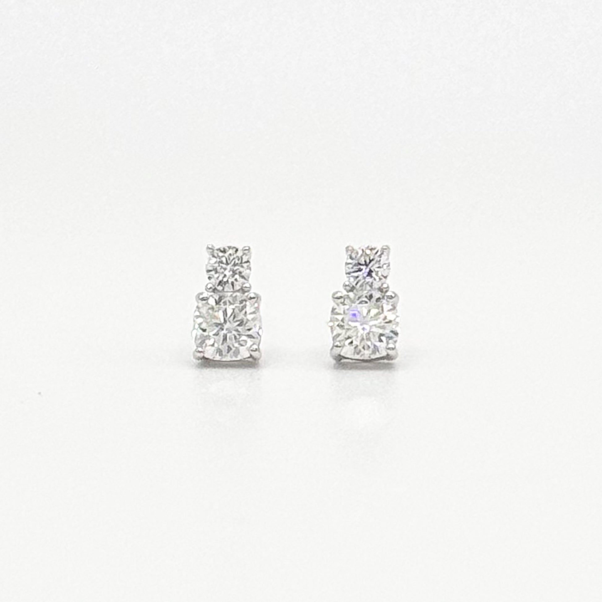 Rectangular cluster stud earrings with clear moissanite stones