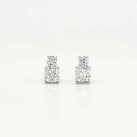 Rectangular cluster stud earrings with clear moissanite stones