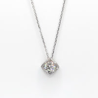 Cushion-cut moissanite pendant necklace with linked chain
