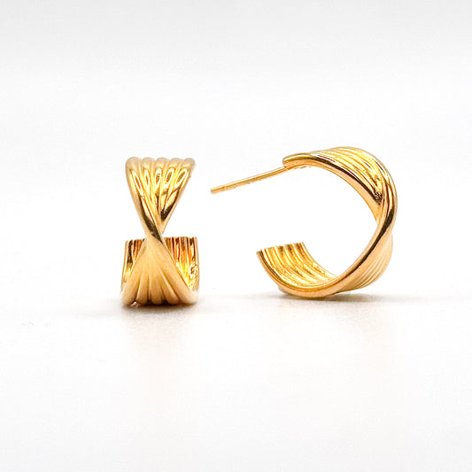 Gold twisted half hoop earrings