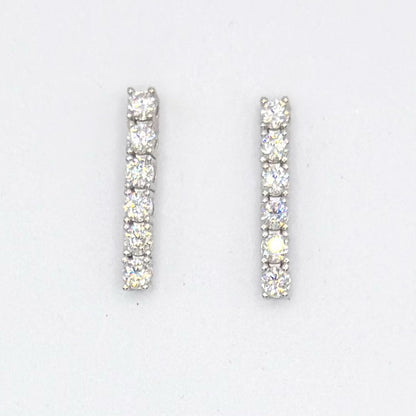 Moissanite tennis drop earrings with six-stone linear design