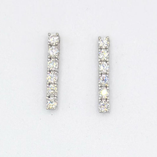 Moissanite tennis drop earrings with six-stone linear design
