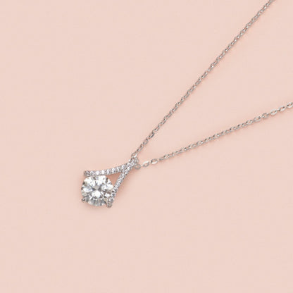 Pear-shaped diamond teardrop pendant on a fine chain