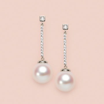 Vegan Pearl and Crystal Minimalist Drop Earrings