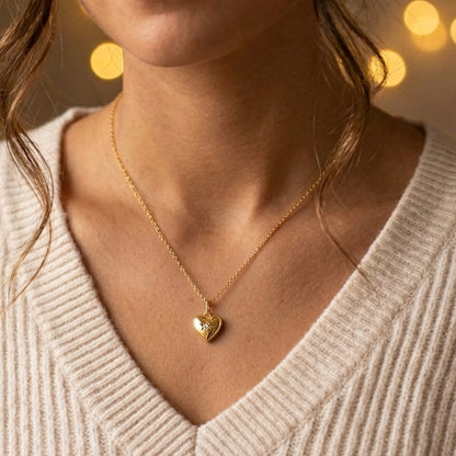 Gold vermeil heart pendant necklace with fine chain