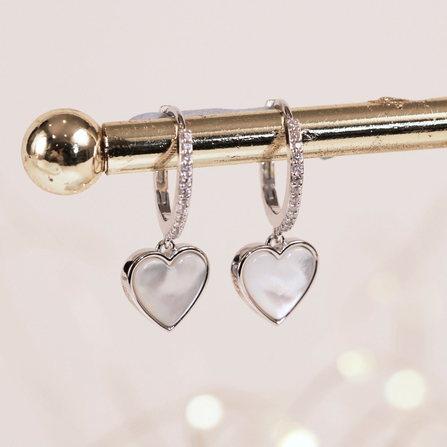 Heart Drop Earrings l White Quartz