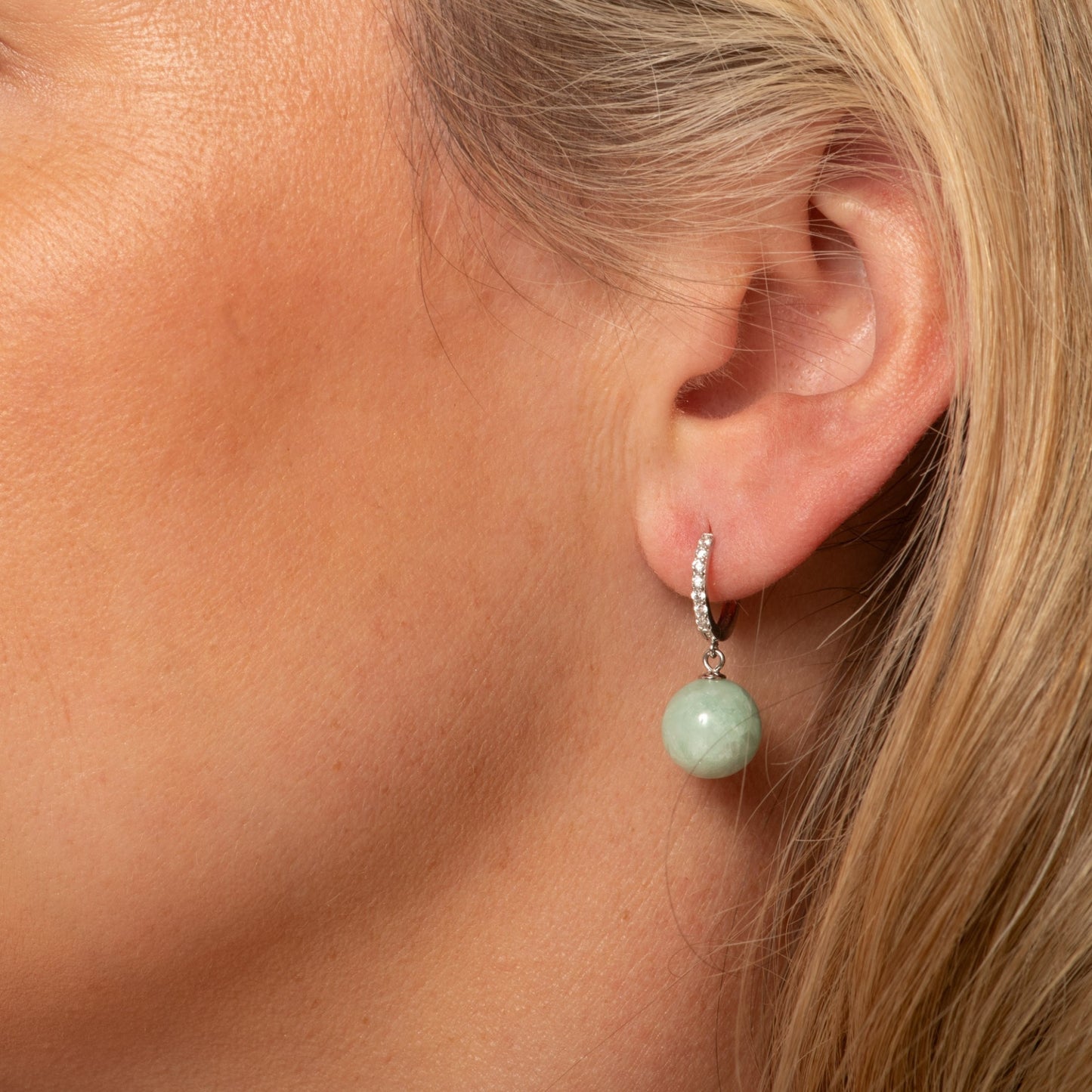 Jade Earrings l Huggie Hoops