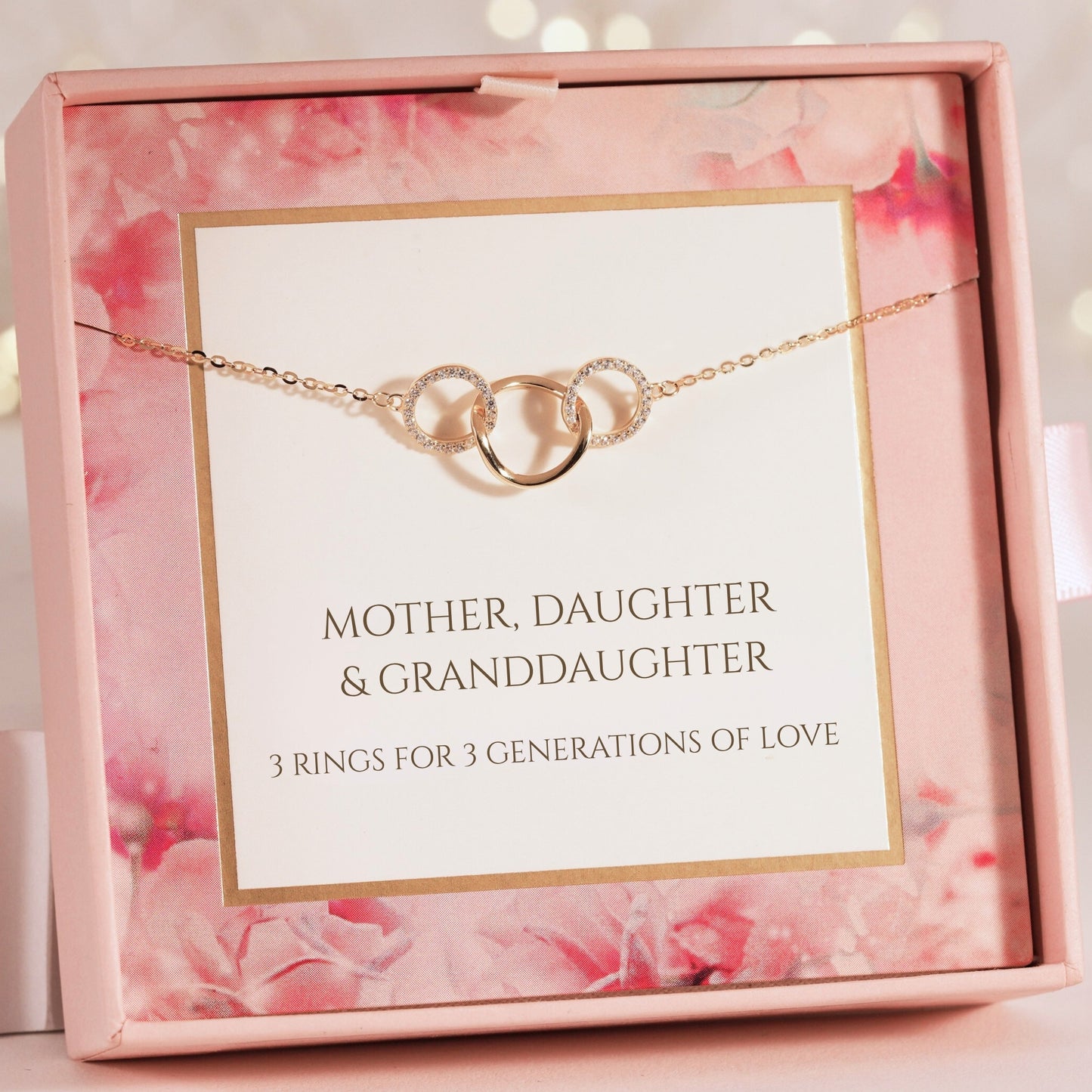 3 Rings for 3 Generations Ring Necklace