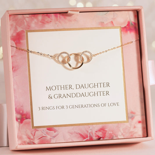 3 Rings for 3 Generations Ring Necklace