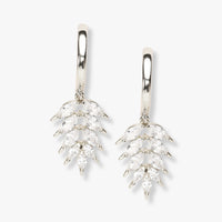 Sterling-silver CZ flower cluster drop earrings