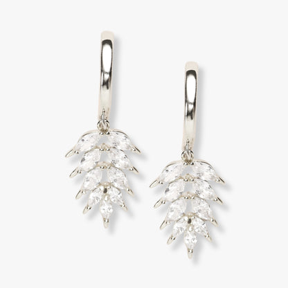 Sterling-silver CZ flower cluster drop earrings