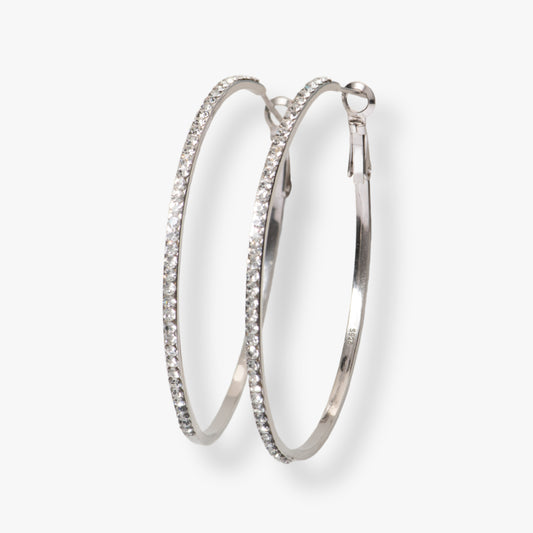 Large Pave Diamond Hoop Earrings