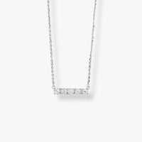Moissanite bar necklace with a row of sparkling stones bar pendant on chain
