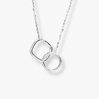 Silver-tone infinity necklace with interlocking loop pendant on fine chain