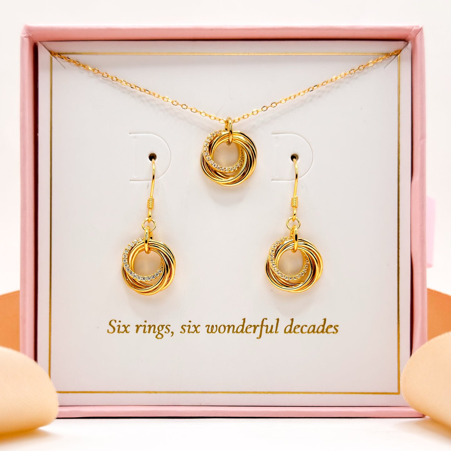 60th Birthday 6 rings for 6 decades Jewellery Gift Set