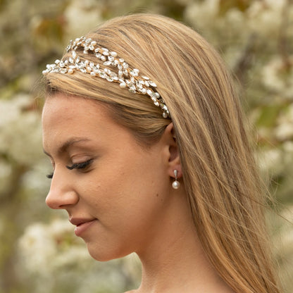 Silver-tone pearl drop earrings with small hoop detail