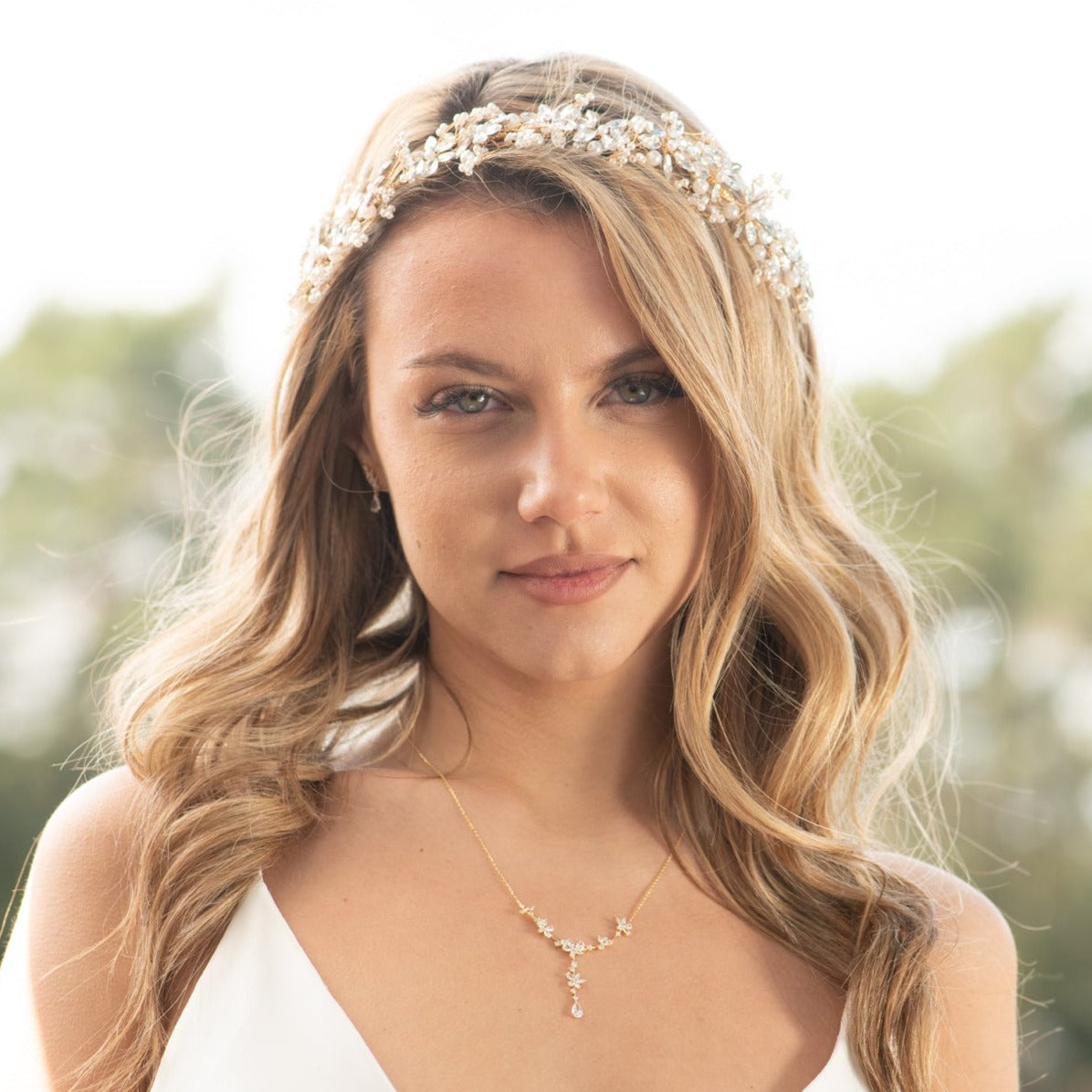 Boho Bridal Pearl and Crystal Headpiece