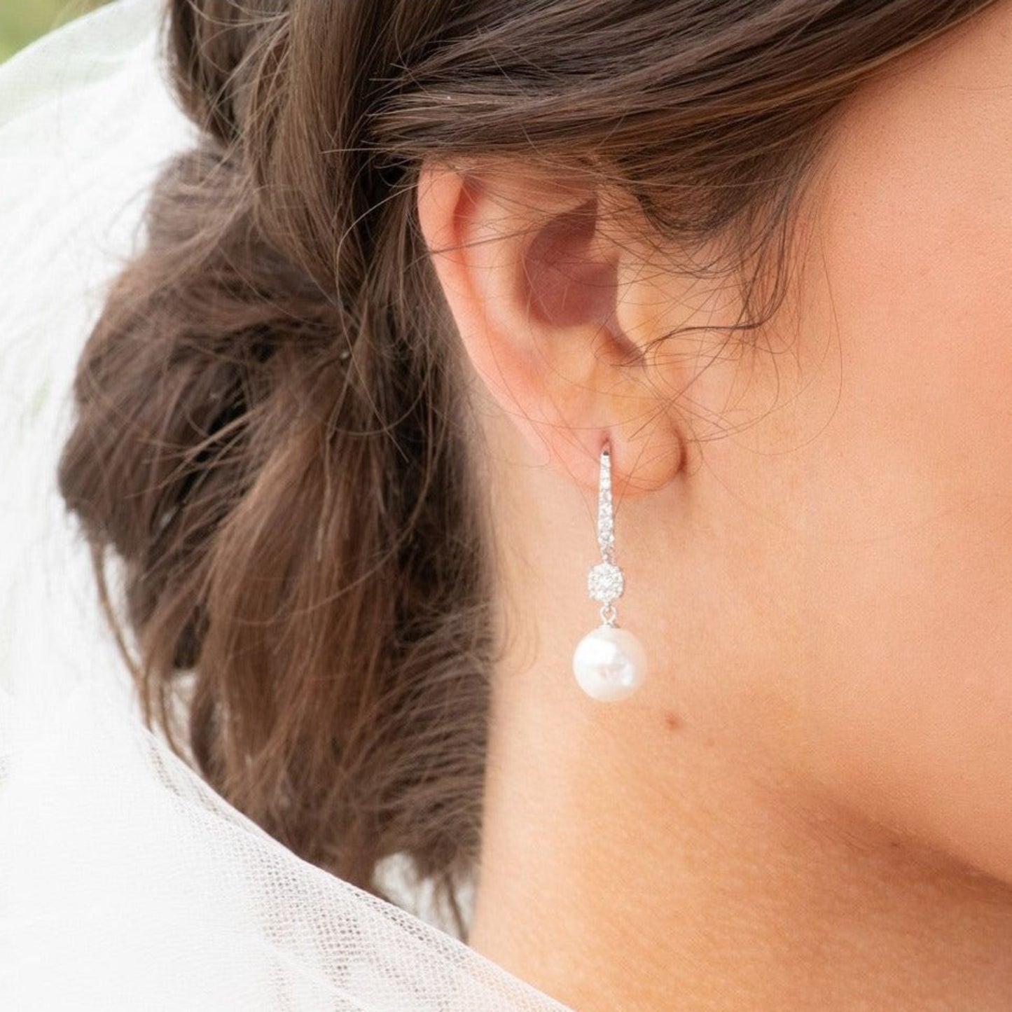 Pearl and Crystal Drop Earrings and Necklace