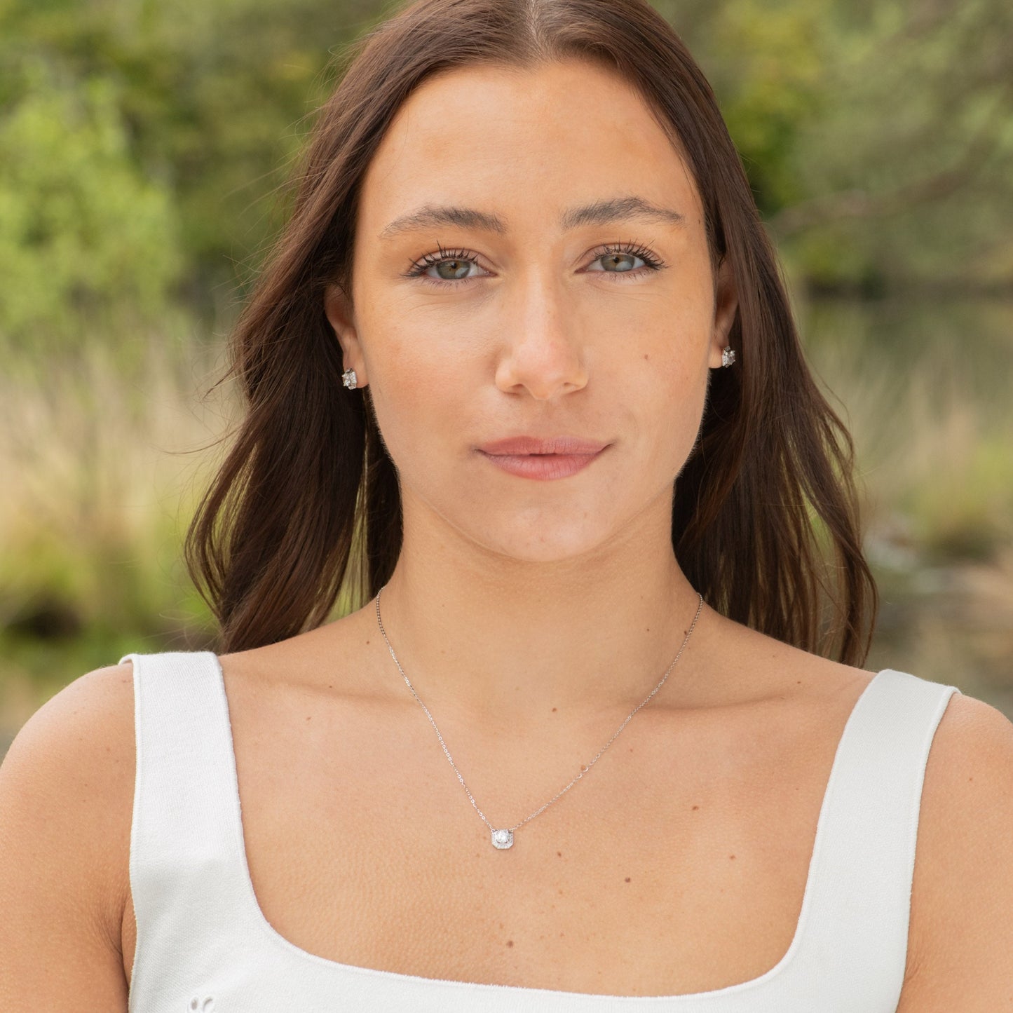 Sterling Silver CZ Diamond Stud Earrings