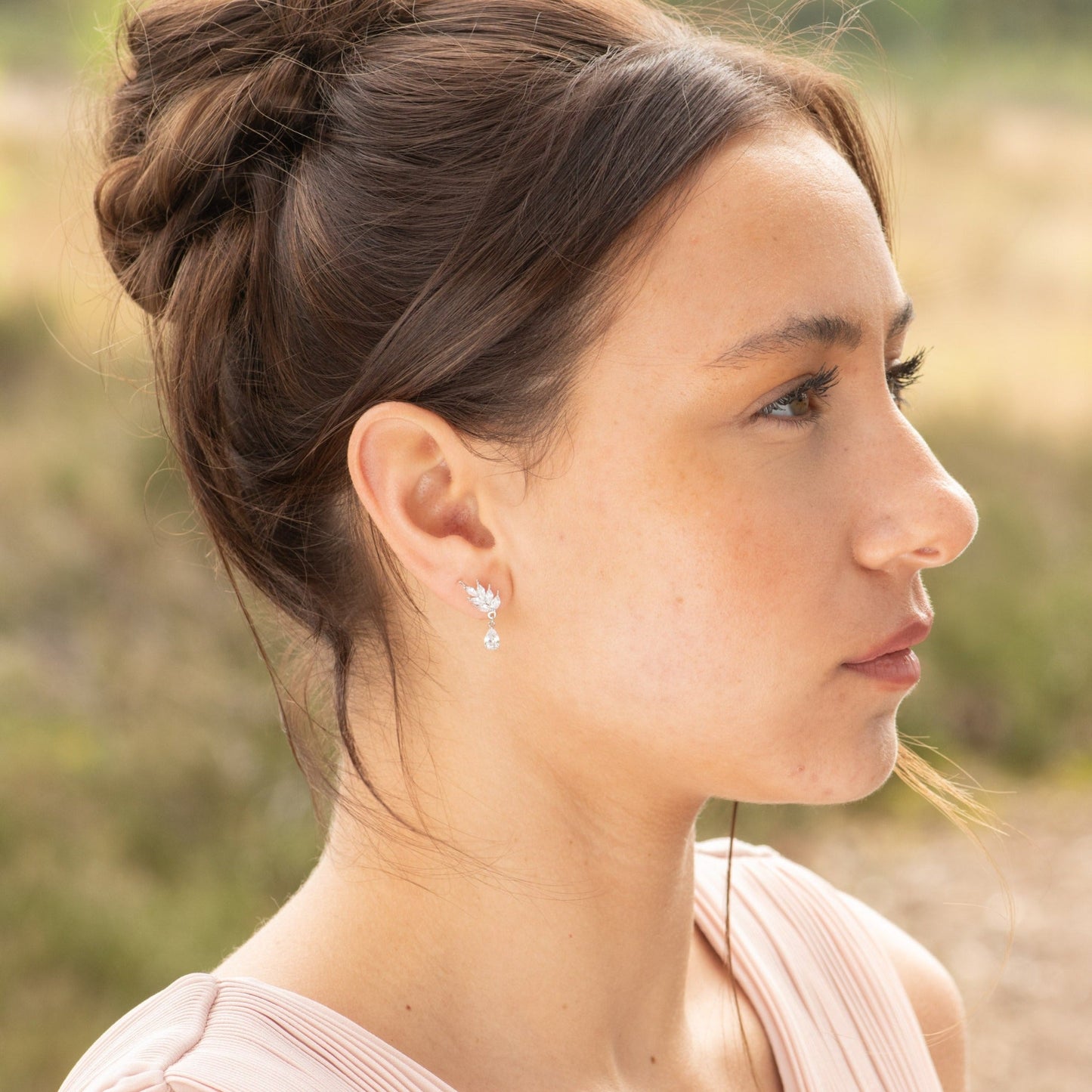 Dainty CZ Teardrop Stud Earrings