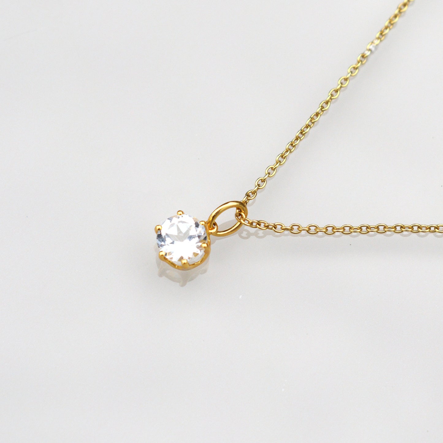 April Birthstone Necklace - White Topaz