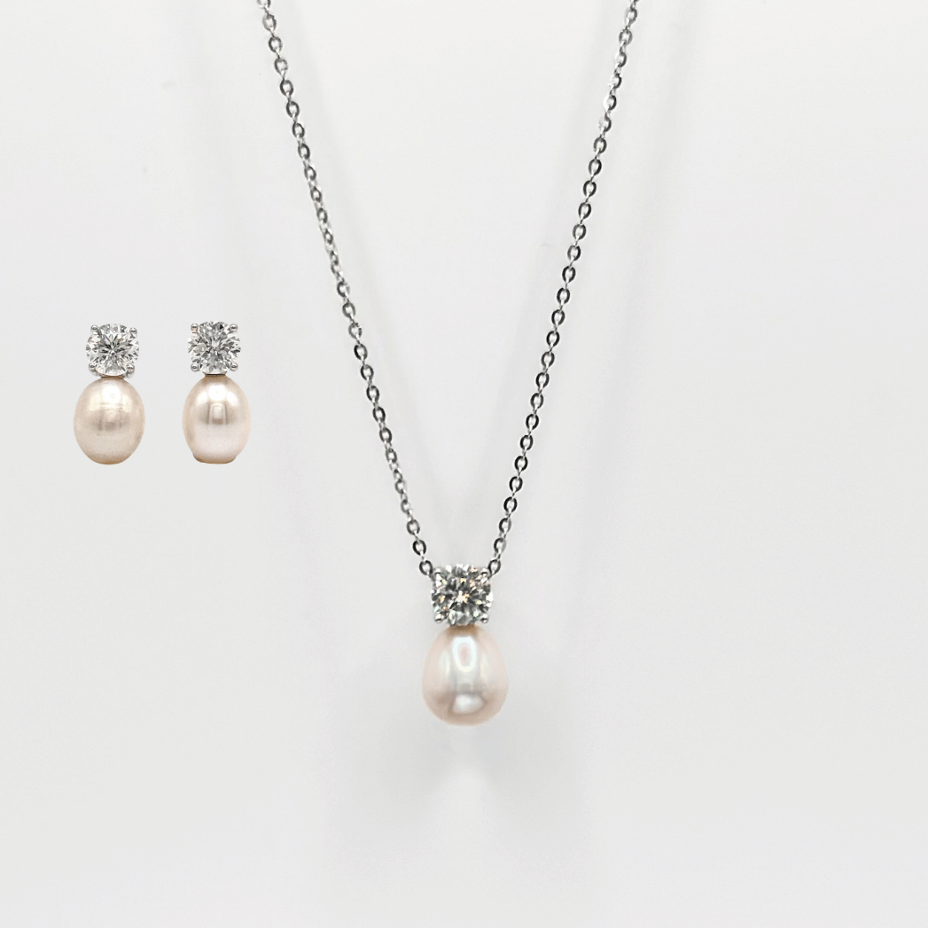 30th Anniversary Pearl Necklace & Earring Set | Freshwater Pearl
