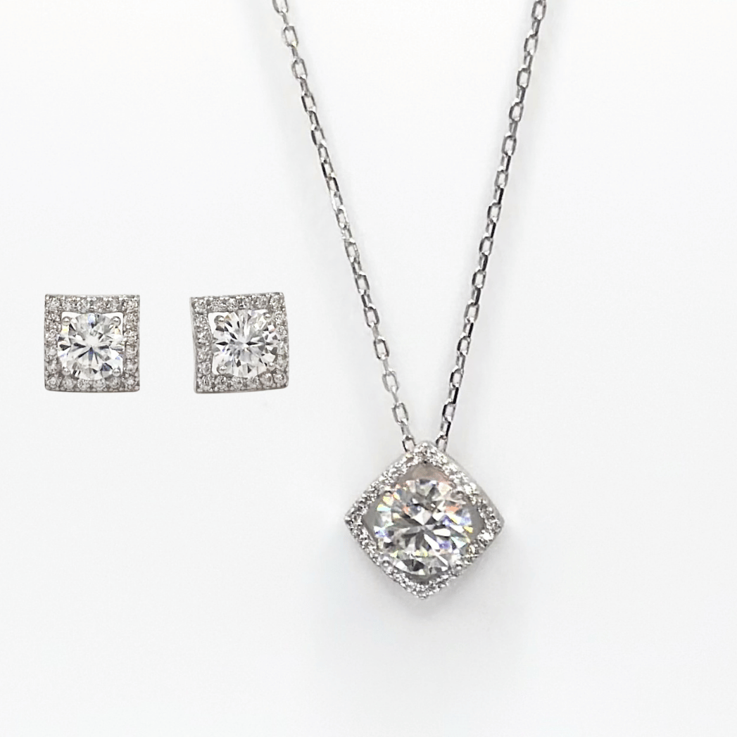 2 Carat Moissanite Diamond Necklace and Earring Set