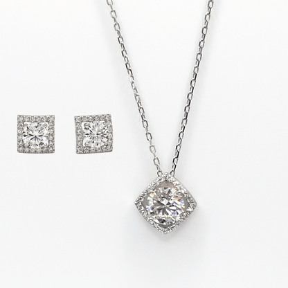 2 Carat Moissanite Diamond Necklace and Earring Set